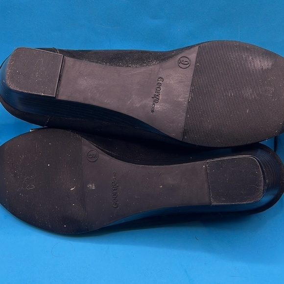 George - women’s faux suede wedge bow shoes, heels black, size 9 - Picture 6 of 7